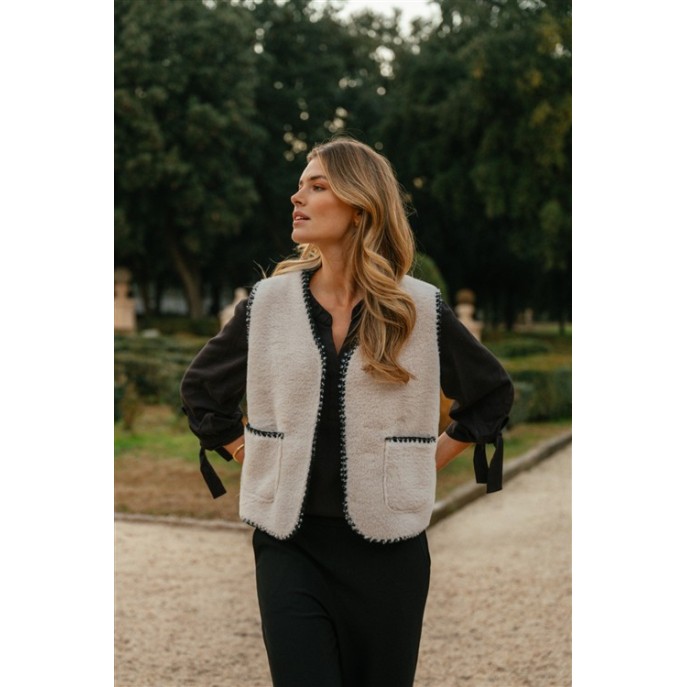 CS the Label gilet Glen Sand Black CS the Label gilet Glen Sand Black